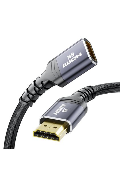 0.5M Silver HDMI 2.1 8K Male to Female Cable HDMI Extension Braided Cord 8K@60Hz 4K@240Hz Extender A