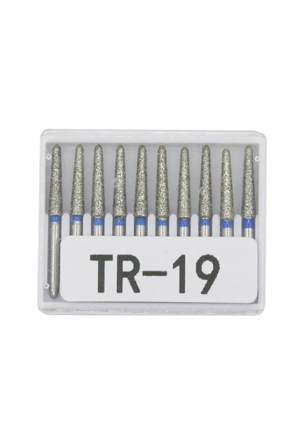 مجموعة رؤوس حفر ماسية للأسنان TR-19، 10 قطع/مجموعة، قطر FG، مقبض عالي السرعة 1.6 مم، TC/TF/TR/BC/DI