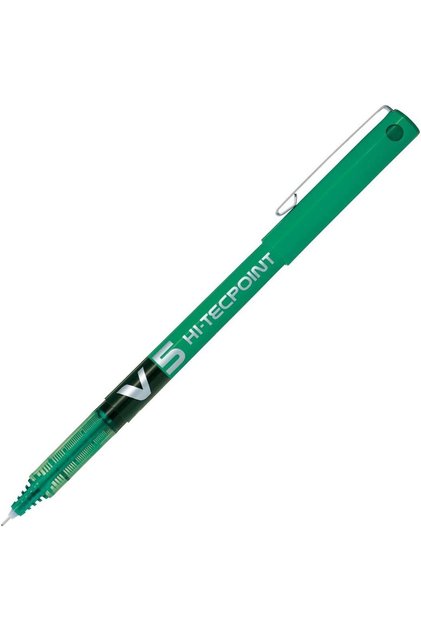 Roller Pen V-5 Hi-Tecpoint Needle Tip 0.5 mm Green Bx-V5-G (Pack of 12)