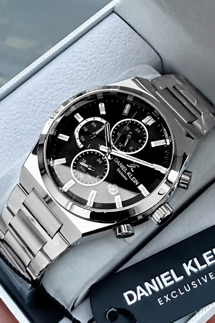 Exclusive Men's Watch Steel Band Japanese Mechanism Silver Black Stylish and Special Gift Wristwatch with Box Gdke2061C5
