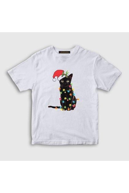 Unisex Kids White Lights Cat Cat Christmas T-shirt364379tt