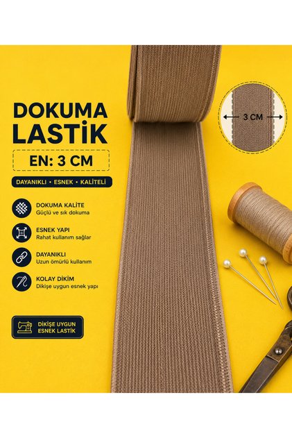 BROWN 3 CM SUPER ELASTIC WAIST, DON AND LEGS 1 PACK 3 METERS