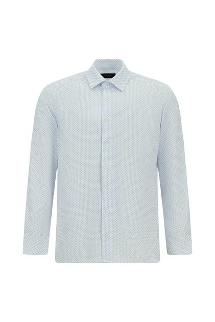 Long Sleeve Slim Fit Slim Fit Printed Cotton Shirt