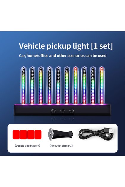 ضوء محيطي RGB متدرج ديناميكي يعمل بالبطارية ويتحكم بالصوت، مناسب لفتحات تهوية السيارة ولوحة القيادة