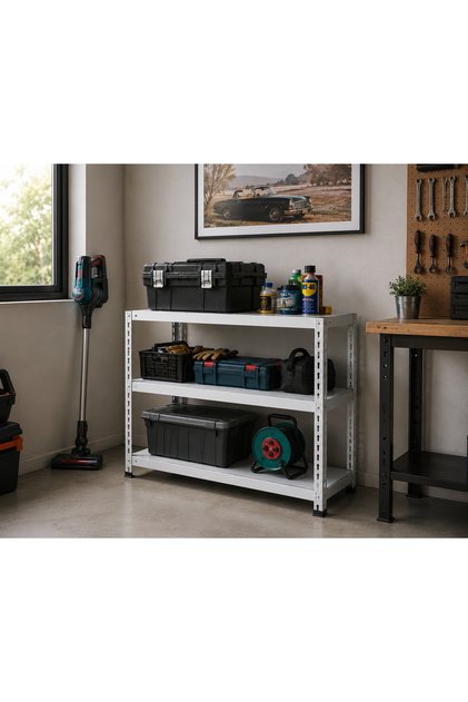 3 Katlı Galvaniz Çelik Raf - Depo, Arşiv, Kiler, Dosya, Market Rafı 31x60 cm-100 cm-0.70 mm