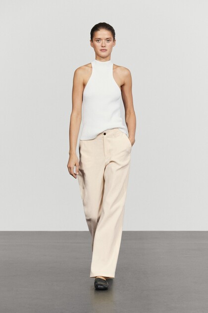 Keten karışımlı relaxed fit pantolon