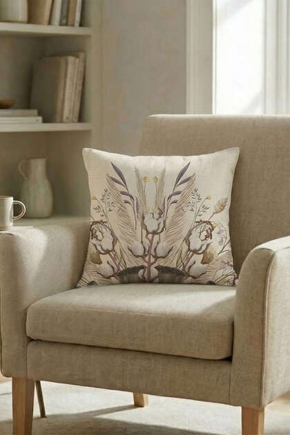 Cream Botanical Bohemian Patterned Throw Pillow Cover Cgh1421