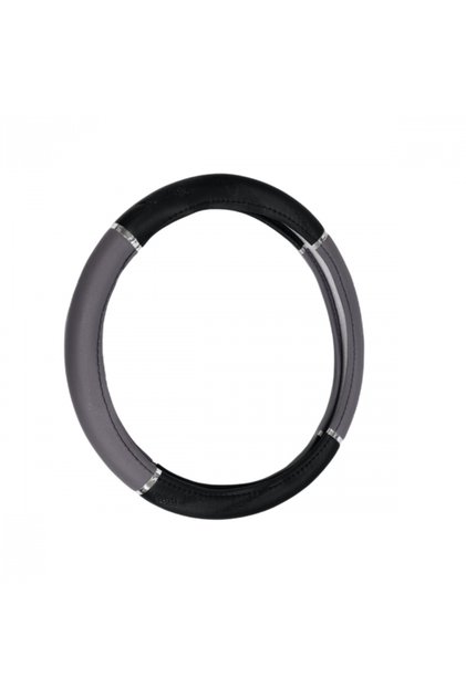 Husă universală anti-alunecare din piele pentru volan, gri cromat, 37-39 cm