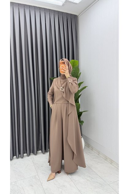 Latte Premium Ahsen Pantolonlu Takım Tesettür Giyim