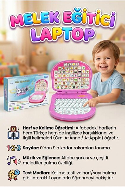 Tıfıl Toys Melek Laptopum! Sesli Müzikli Türkçe - İngilizce