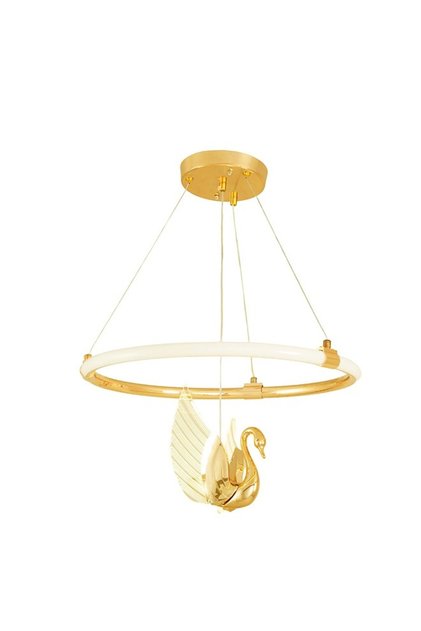 Modern Lighting, Chandelier, Light, Ring+Swan, Gold Color, 45x115 cm, Suitable for bedroom and living room, Adjustable height