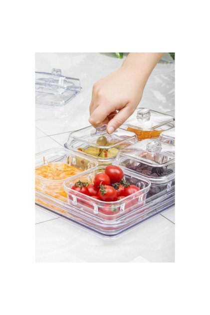 Acrylic Transparent 6-Piece Breakfast Set with Lid & Storage Container (Not Glass)
