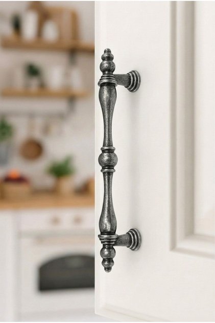 335 Code Classic Antique Silver Furniture Handle 96mm / 128mm Hole Spacing Set of 5 – Cabinet Drawer Handle