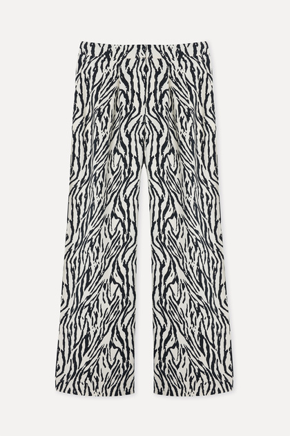 Women's Off-White Printed Pleated Trousers