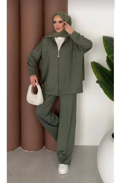 Modal Fabric Oversize Cardigan Tracksuit Set Casual Two-Piece Set
