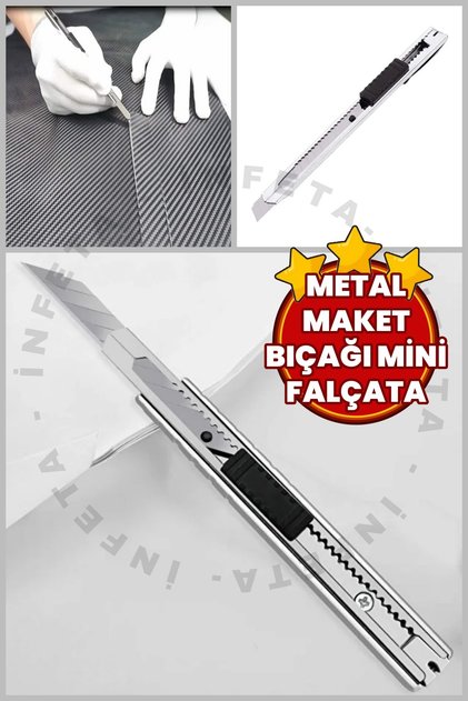 Dar Maket Bıçağı Metal Falçata Ince Cep Tip Maket Bıçağı