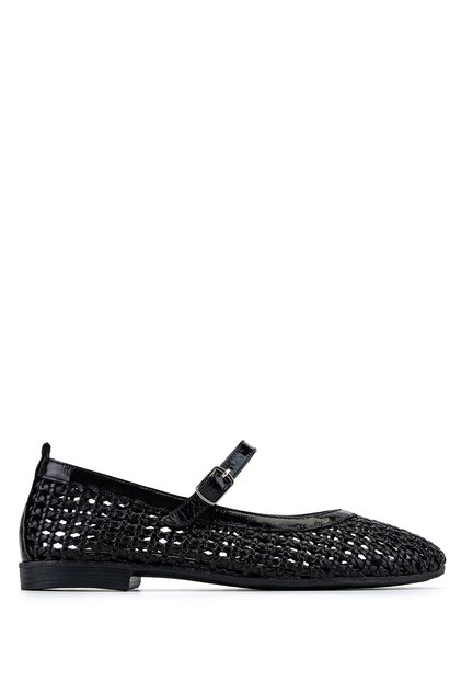 Women's Black Patent Leather Ballerina Shoes