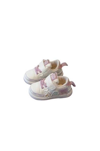 Pantofi sport pentru copii pentru primii pași, talpă flexibilă și antiderapantă, ușori, albi cu roz pastel 26 EU