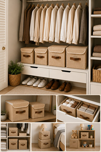 Dathcha Dolap Düzen Seti 4'lü Organizer Kutu – 2 Adet 20x20x20 cm