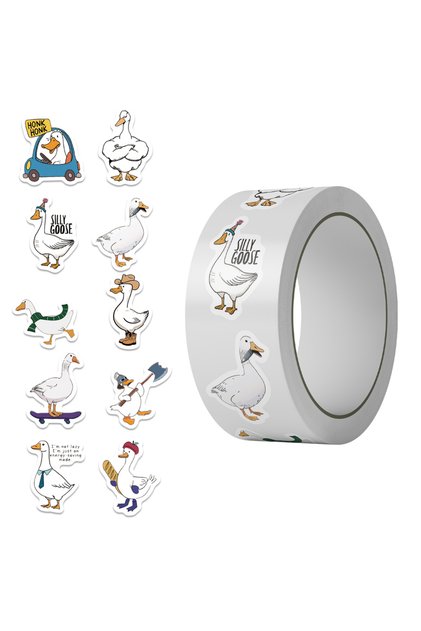 500PCS 500pcs/Roll Funny Silly Goose Meme Sealing Sticker Cute Animals Roll DIY Toys Secret for Scra