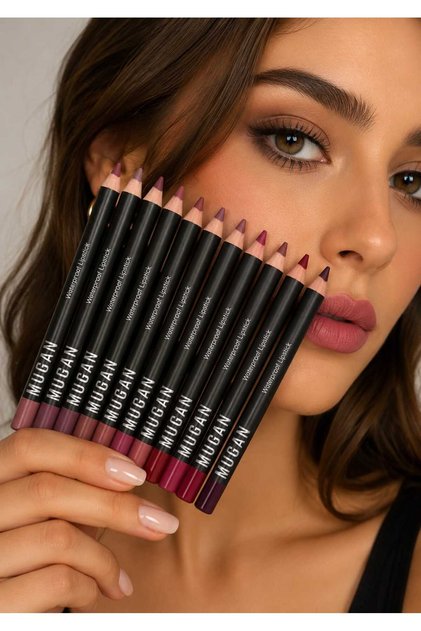 MUGAN 12’li Dudak Kalemi Seti – Mat Bitişli Profesyonel Lip Pencil Koleksiyonu