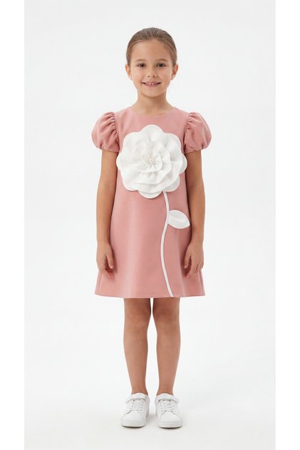 Floral Appliqué Girls' Dress