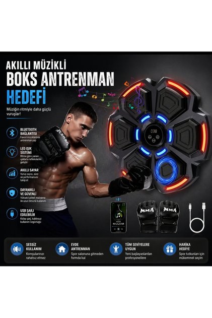 BLUETOOTH HOPARLÖR ÖZELLİKLİ DUVAR BOX MAKİNESİ 9 MOD SEVİYE AYARLI MÜZİKLİ BOKS MAKİNASI