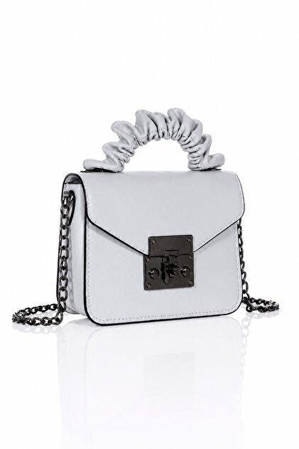 Women's Drawstring Handle Mini Shoulder Bag with Faux Leather Chain Strap
