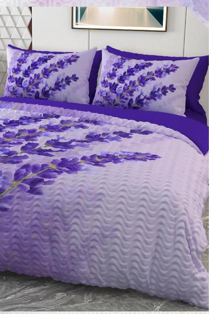 Lavender Micro Satin 3D Digital Printed Four Seasons Double Duvet Cover Set