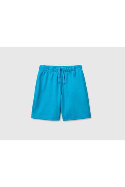 Boys' Logo Bermuda Combed Cotton Shorts 6-14 Years Blue
