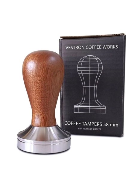 Ahşap Saplı Kahve Tamperi Espresso Sıkıştırma Tokmağı Paslanmaz Çelik 58 mm VCT