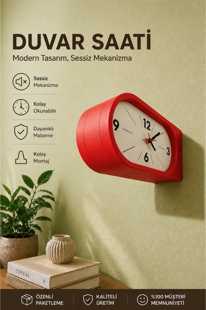 Çift Taraflı Duvar Saati Modern Tasarım Dekoratif Sessiz Mekanizma Salon Ofis Saat