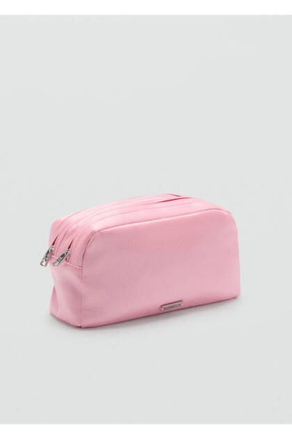 Double-pocket satin toiletry bag