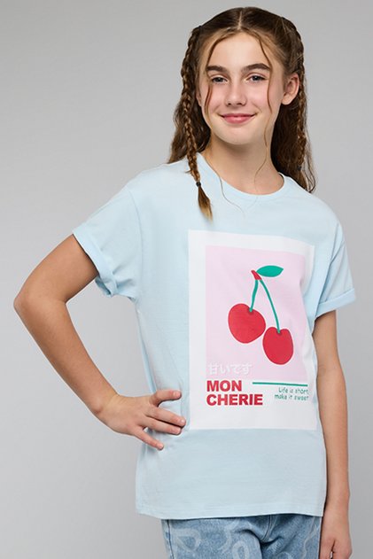 Printed T-Shirt with Crew Neck and Short Sleeves