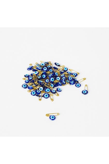 Mavi Renkli Mini Nazar Boncuğu ve İğnesi 5 Adet Yeni Doğan ve Hediyelik İçin Uygun 1 x 1,5cm