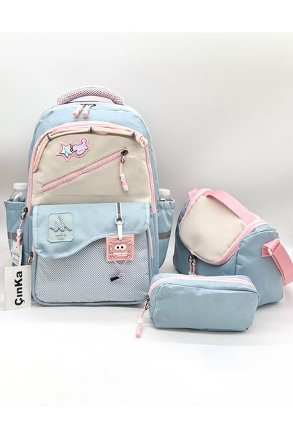 Children's Backpack School Bag Set with Accessory Details, Thermal Food Container, and Pen Holder for Primary School