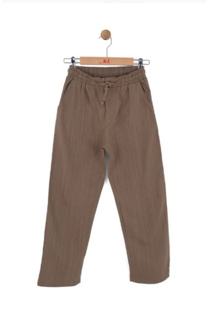Nk Boys' Elastic Waist Cotton Trousers 8-14 Years Haki