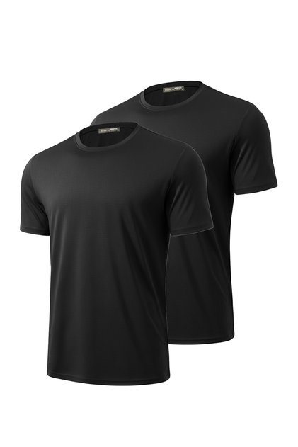 2-Pack Men's 100% Cotton Crew Neck T-Shirt with Soft Texture, Fitting on the Shoulders and Not Showing the Belly.