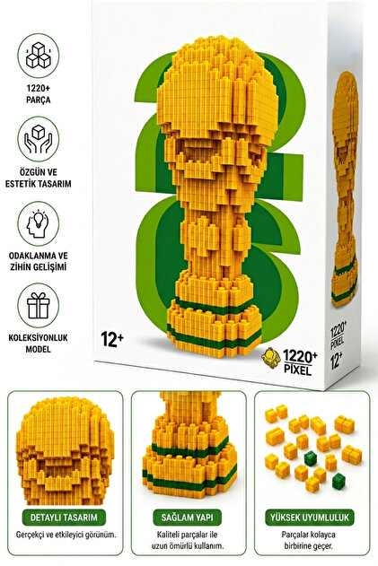 Mio İyi Ki Store Dünya Kupası Pixel Brick Lego Seti 1220+ Parça