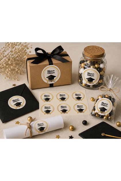 Graduation Souvenir Sticker Set – Cap and Diploma Themed Gift Tag, Graduation Party Decoration Sticker, Greeting Tag