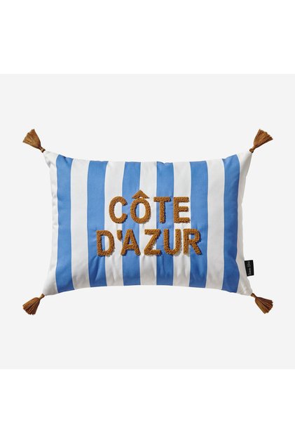 Cote D Azur Blue Polyester Decorative Pillow 35X50 cm