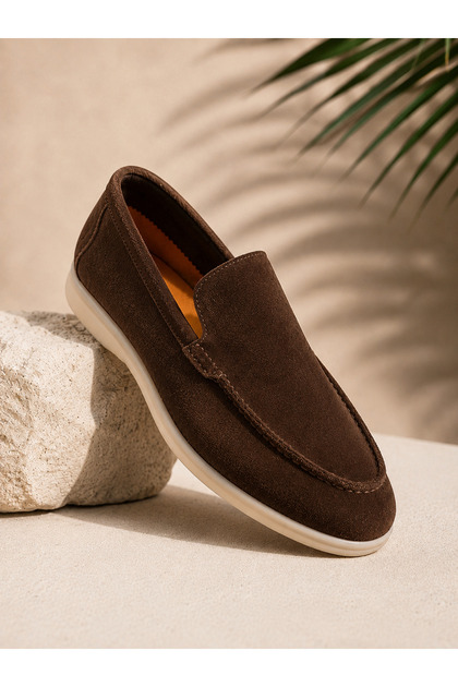 Loro Piano Suede 100% Genuine Leather Men's Loafer Shoes