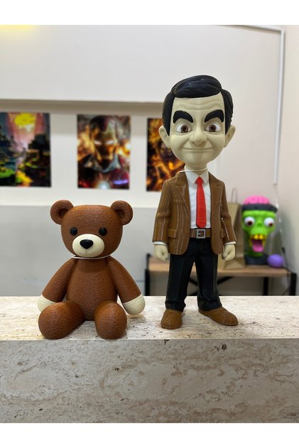 Mr Bean ve Ayıcığı Teddy İkili Ürün Komik Karakter 20 cm ve 10 cm
