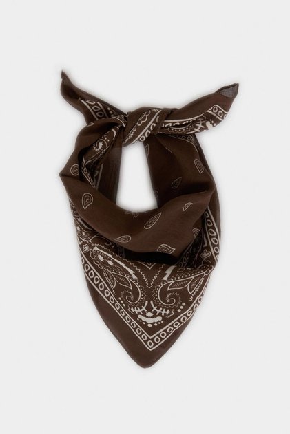 N7447AZBN66 Kahve Kadın Desenli Pamuklu Bandana