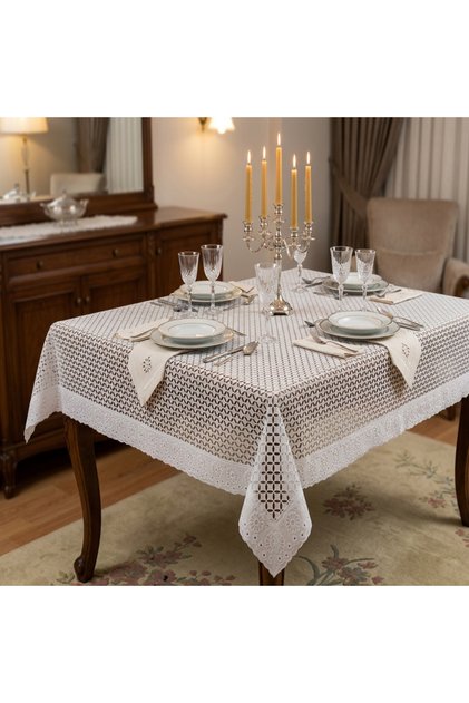 Lace Luxury Pvc Coated Tablecloth with Lace Edges