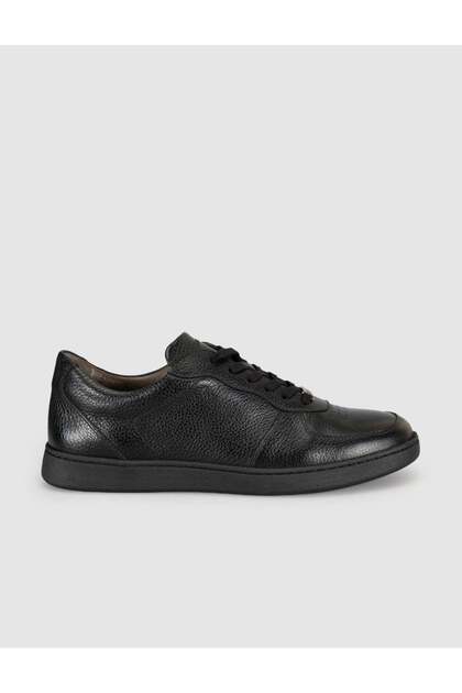Black Genuine Leather Men's Sneaker Shoes