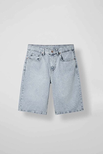 Men's Baggy Bermuda Jean Shorts Ice Blue