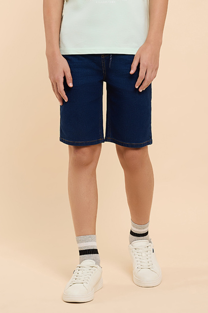 Washed Denim Shorts with Drawstring Waist