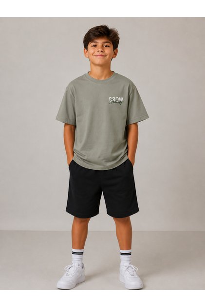 Boy's Grow Written Crew Neck Short Sleeve T-Shirt 3271