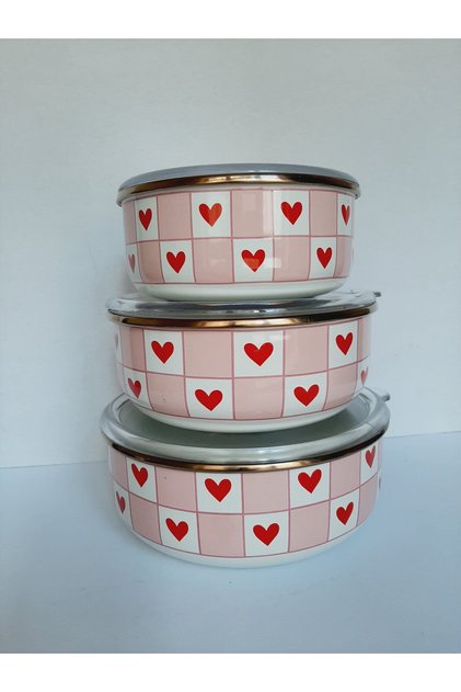 3 Colorful Enamel Storage Containers 3-Piece Enamel Pot Set 14 16 18 cm